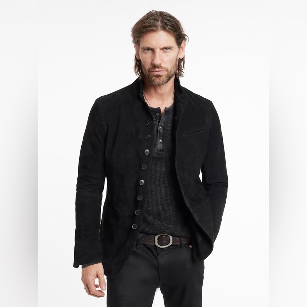 $2298 Brand New John Varvatos Woodward Multibutton Suede Jacket EU 52 USA 42